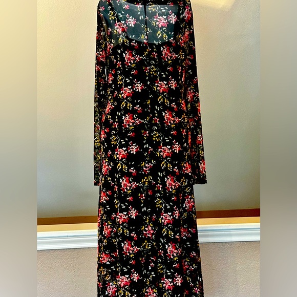 INC International Concepts Floral-Print Mock-Neck Ruched Mesh Dress Size XL - Picture 4 of 16